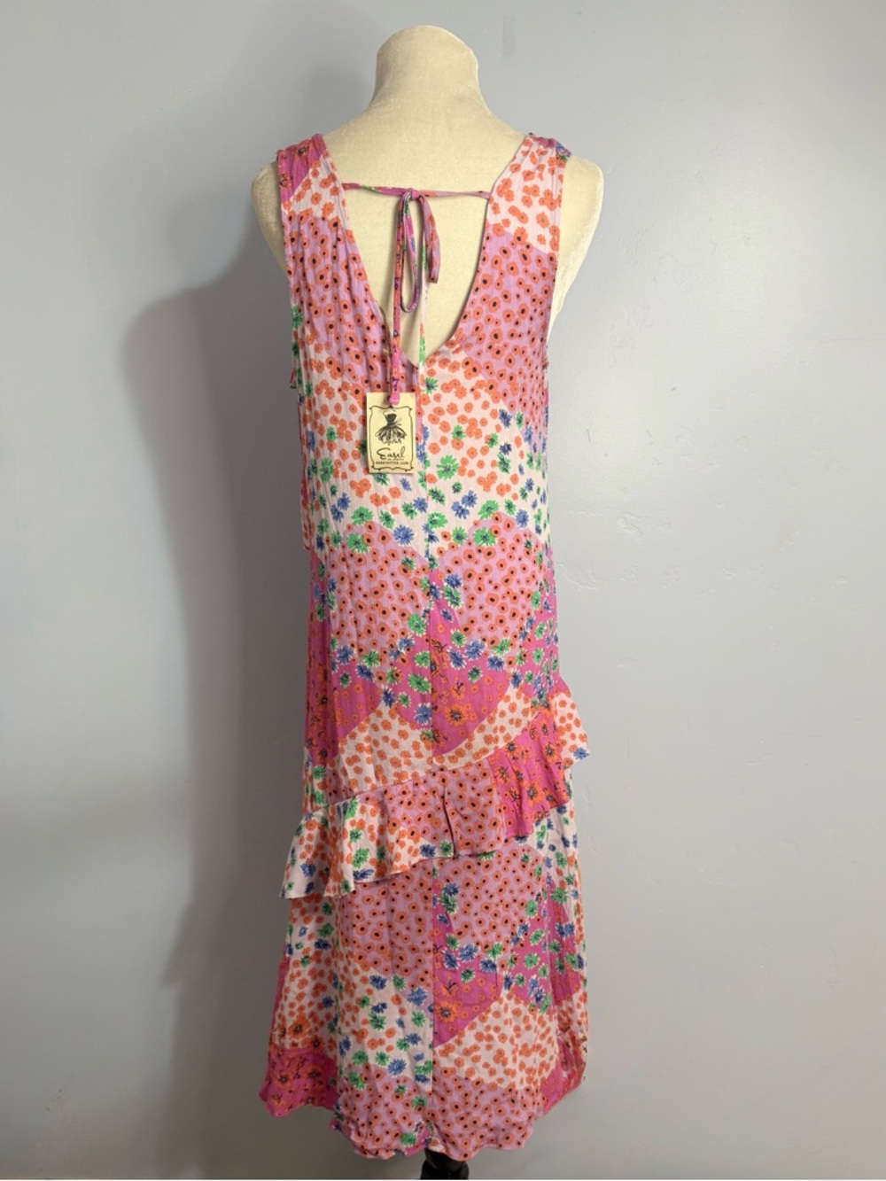 Easel Pink Patchwork Floral Maxi Dress - Picture 4 of 8